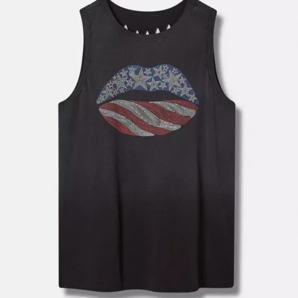 Torrid American Lips Classic Fit Cotton Crew Neck Slash Back Tank